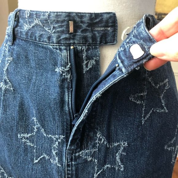 Jean Skirt STARS Frayed Hem Telluride Co NWT 4 - Picture 6 of 8